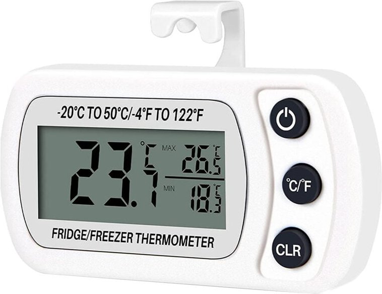 OUYLAF Kühlschrankthermometer, wasserdichtes digitales Gefrierraumthermometer, -20 °C bis 50 °C (-4 °F bis 122 °F) mit g...