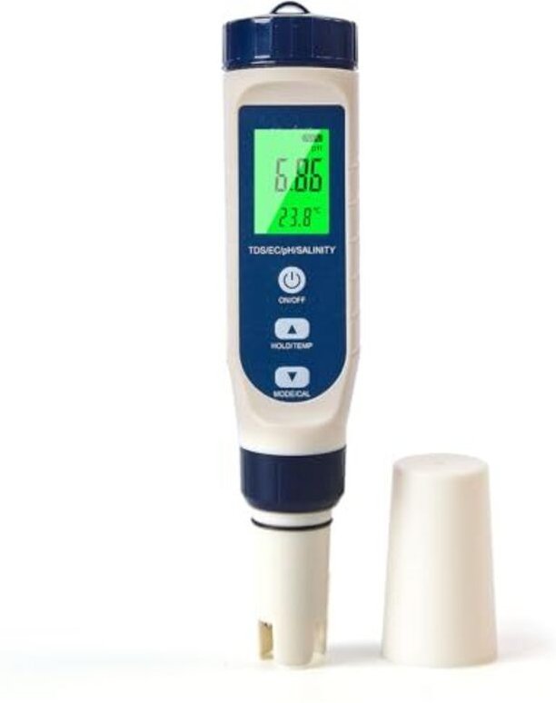 PH Messgerät Wasser, Ph/Salzgehalt/ec/tds/Temperatur-Multifunktions-Ph-Messgerät, Automatischer Temperatur Kompensations...