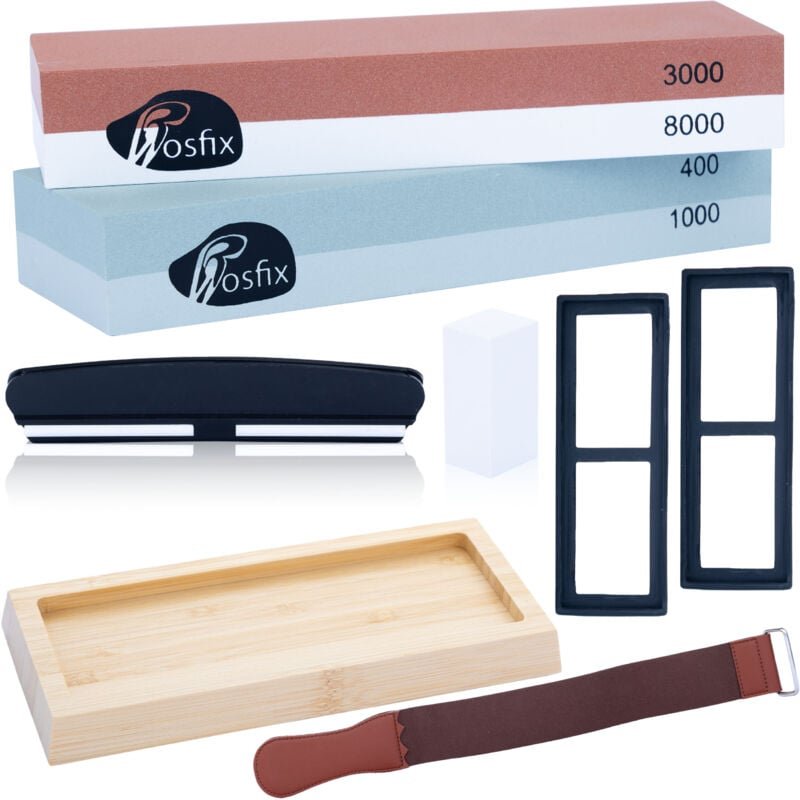 Set Steine / Schärfer / Wasserstein zum Schärfen von Messern mit Sockel (400, 1000, 3000, 8000)