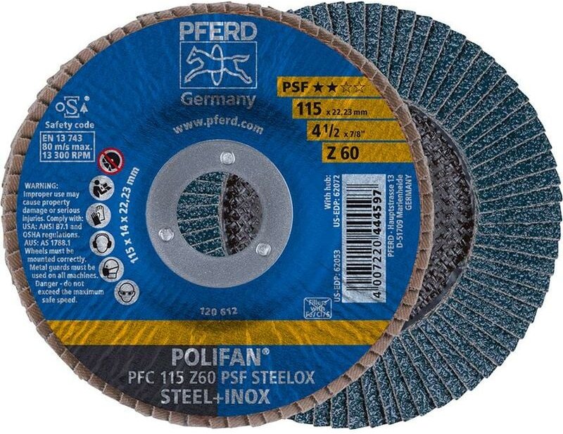 Fächerschleifscheibe z 60PSF gerade 115mm K60 Pferd