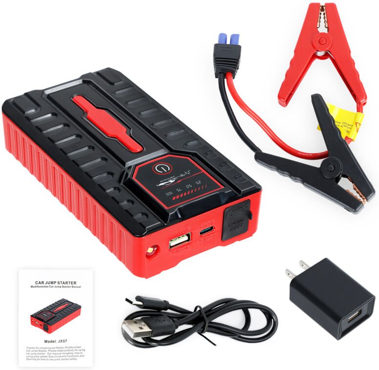 Auto-Starthilfe, Mehrport-Batterieladegerät, 49800 mAh, 600 A, mit LED-Taschenlampe und LCD-Display.