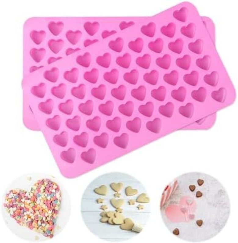 2 Stück Herz Silikon Formen für Lebensmittel - Eiswürfel, Schokolade, Bonbons, Kuchen - DIY Backformen für Liebe