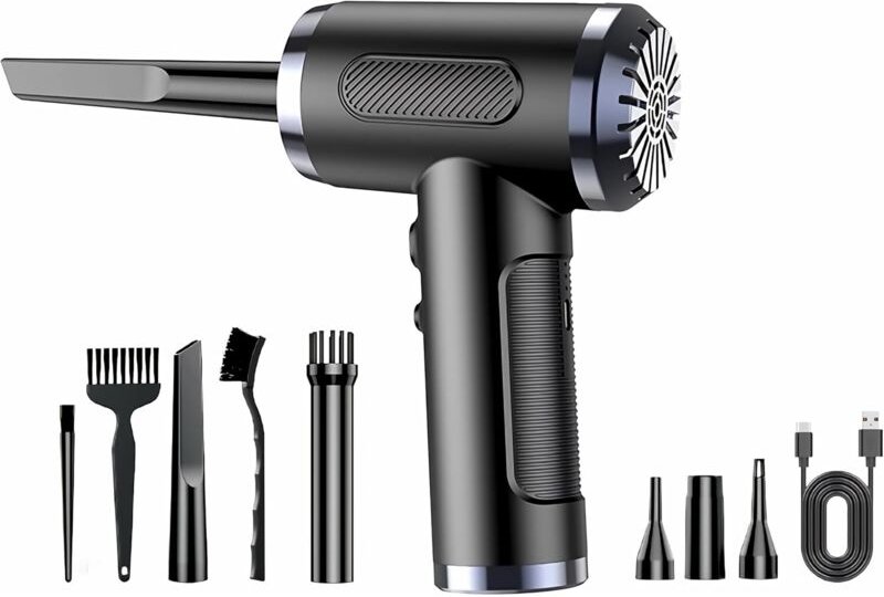 Druckluftgebläse mit 3 Geschwindigkeitsstufen – 50.000 U/min, 6000 mAh Akku, ideal zum Reinigen von Computern, Autos, Ta...