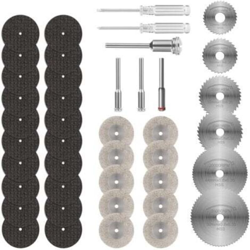 42-teiliges Mini-Diamanttrennscheiben-Set, Trennscheiben für Dremel, HSS-Harz-Kreissägeblatt mit 5 SC-Dornen und 2 Schra...