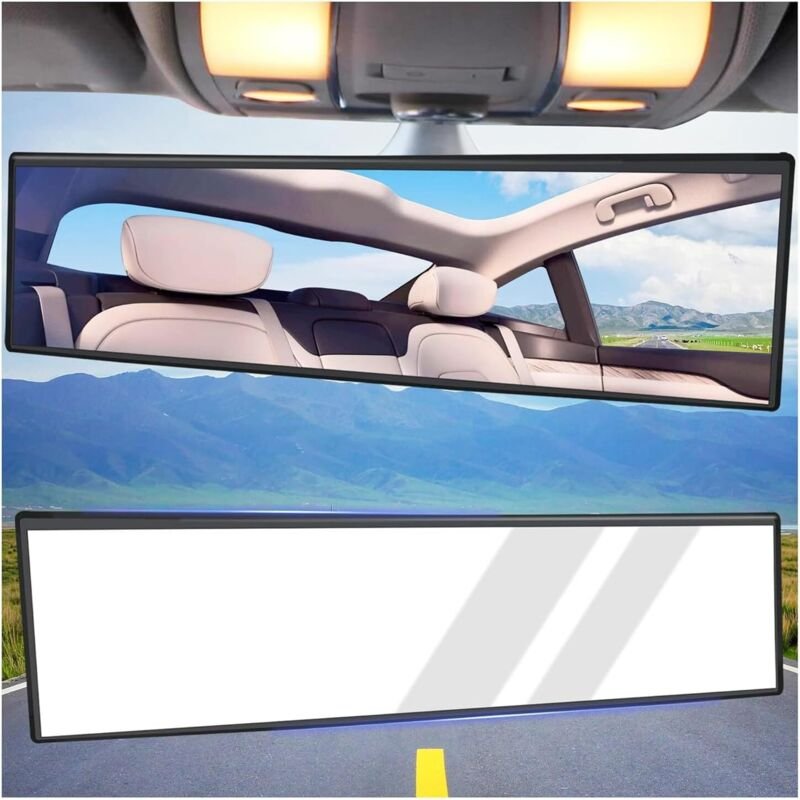 31 cm Weitwinkel-Konvex-Innenrückspiegel fürs Auto, Panorama-Autospiegel mit erweitertem Sichtfeld für mehr Sicherheit, ...