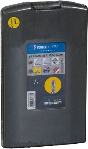 Force x Box SDS-Plus Hammerbohrer Satz Bohrer ø 6/8/10 mm hm 7-teilig - Alpen