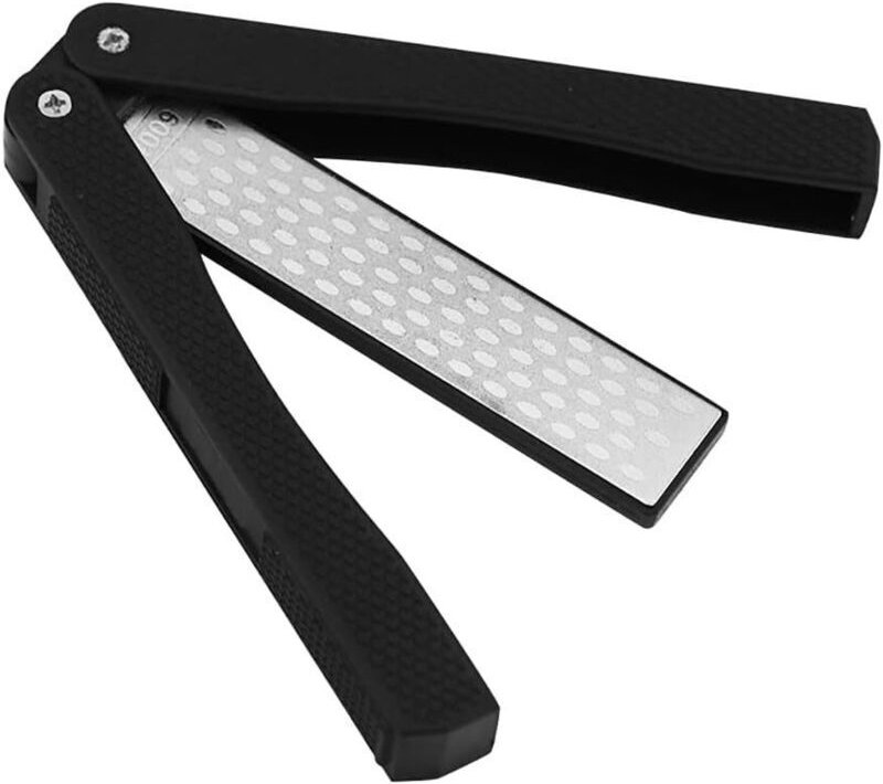 Messerschärfer, faltbarer Diamant-Schärfstein (Körnung 400/600), doppelseitiger, tragbarer Schärfstein für Camping, Küch...