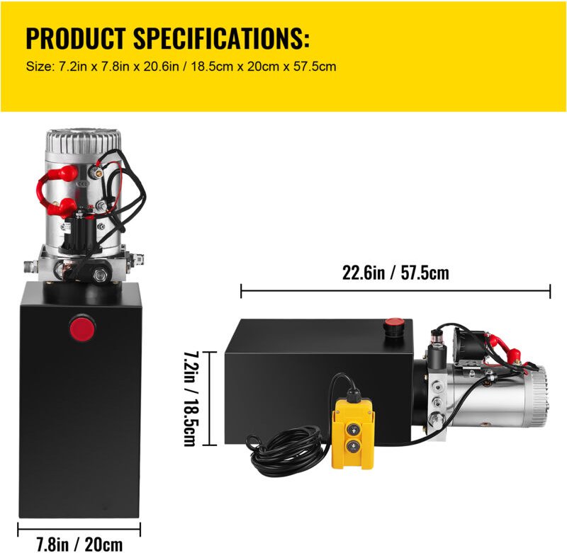 Mophorn 10 Quart einfachwirkende Hydraulikpumpe – 12-V-Antriebseinheit für Kippanhänger