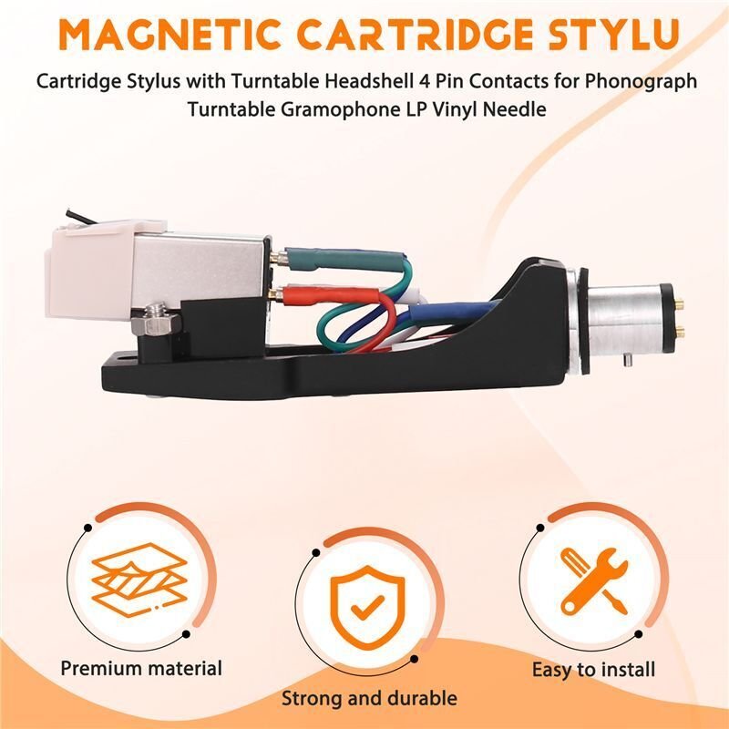 Cartridge Stylus mit Plattenspieler-Headshell 4-Polige Kontakte für Phonograph Turntable Gramophone LP Vinyl Needle