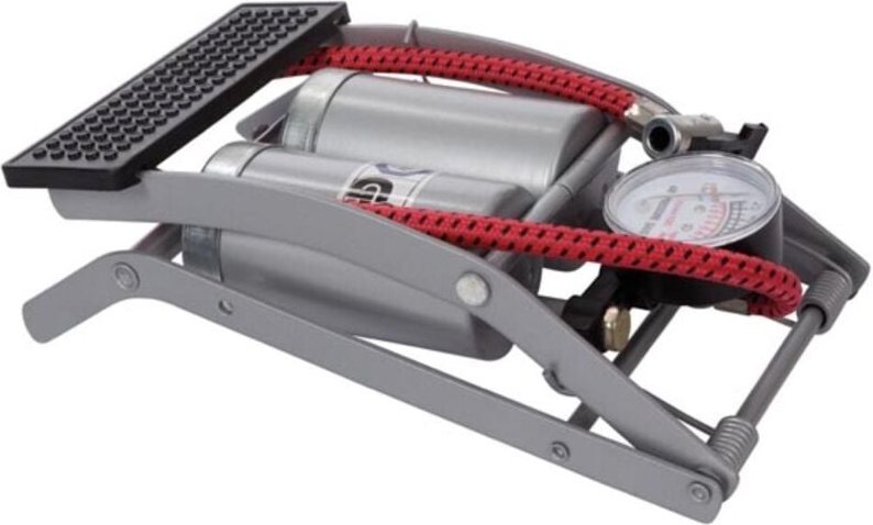 Perel Starke Fußpumpe für Fahrrad, Auto, Bälle, mit Manometer 6,9 bar