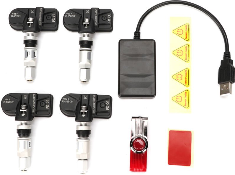 Ymiko Reifendrucksensor, USB-TPMS-System zur automatischen Reifendruckkontrolle mit internem Sensor für Android-Navigati...