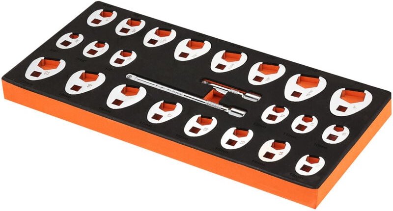 Mophorn Hahnenfußschlüssel-Set mit 3/8-Zoll-Antrieb, 24-teilig mit 2 Verlängerungsstangen, SAE 3/8-1 Zoll und metrisch 1...