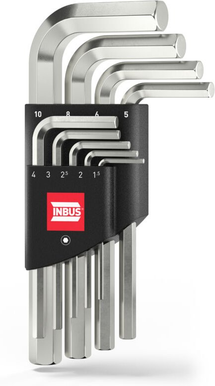 INBUS® 70150 Innensechskant Winkelschrauberdreher Set 9teilig 1.5 bis 10 mm Kurz Winkelschlüssel