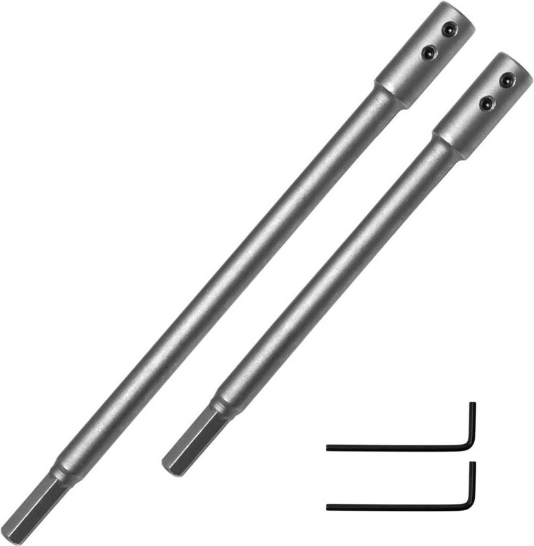 Verlängerungen für 7- und 10-Zoll-Bohrer mit dreieckigem Schaft für tiefes und präzises Bohren in Holz.