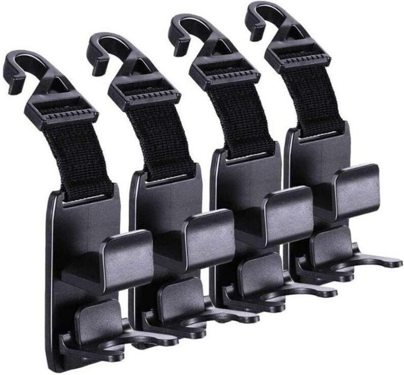 Magische Auto-Kopfstützenhaken, Handtaschen-Kopfstützenhakenhalter, schwarz, 4er-Set