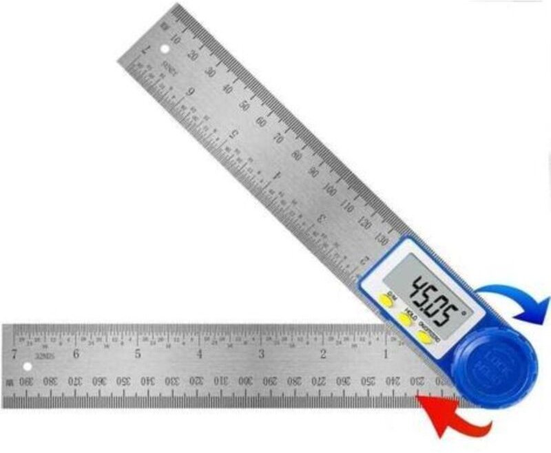 Digitaler Winkelmesser, Edelstahl-Winkel Lineal für Zimmerleute und Gehrungswinkel, Messbereich 360°, 200cm, Handwerk un...