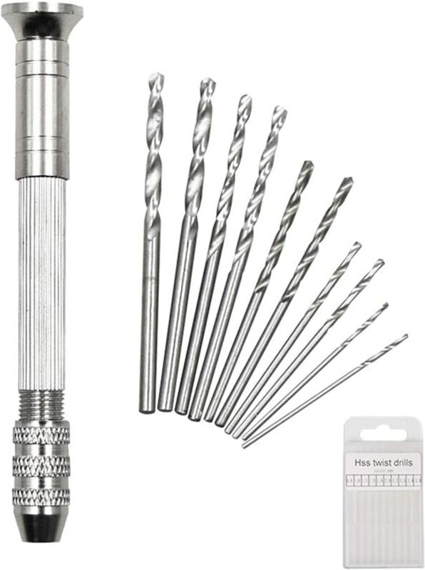 11-teiliges Mini-Bohrer-Styling-Set, 9 cm Handbohrmaschine mit 0,8–3 mm Spiralbohrer, Mini-Handbohrmaschine für Schmuck,...