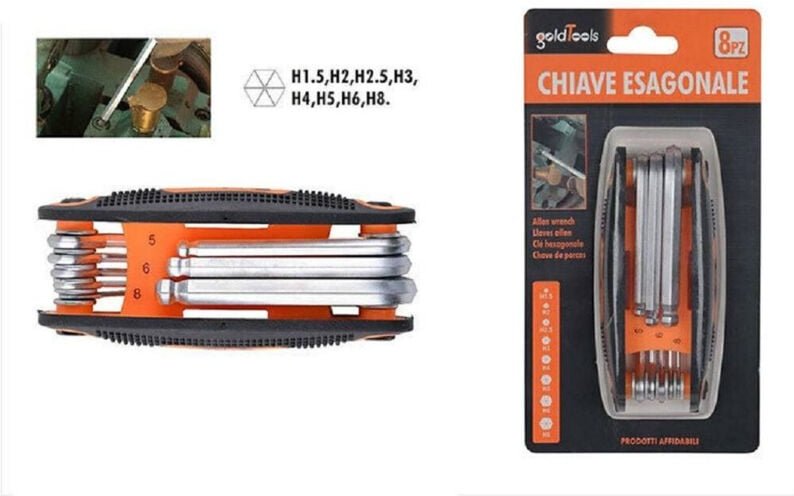 Trade Shop Traesio - Trade Shop - Kugelkopf-Inbusschlüssel-Set, 8 Heimwerker-Schlüssel, Hardware, Klappschlüssel -