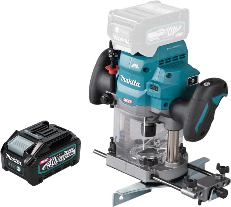 Makita RP 001 GM1 Akku Oberfräse 40 V max. 12 mm Brushless + 1x Akku 4,0 Ah - ohne Ladegerät