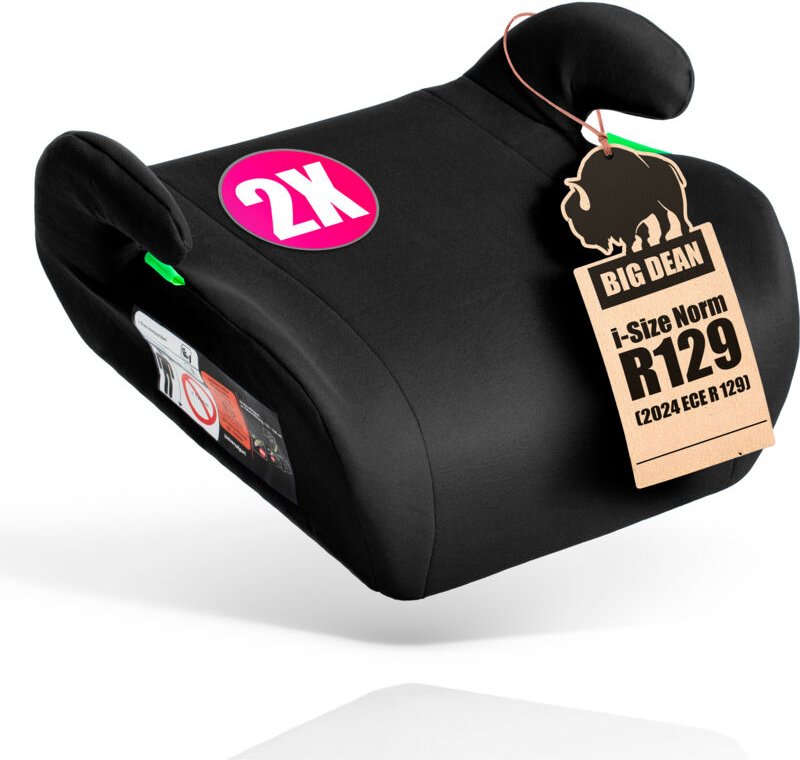 2 Stück Kindersitzerhöhung nach neuster i-Size Norm R129 Schwarz Sitzerhöhung (125-150cm) Kinder Auto BigDean