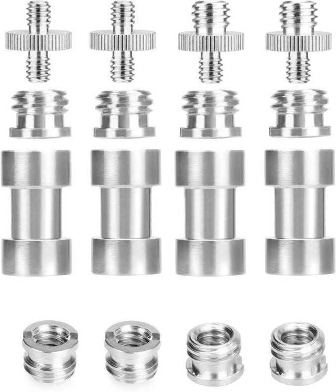 16 Stück 1/4 und 3/8 Gewinde-Metallschraubenadapter/-konverter für Reflektorschirm, Studioleuchte, Blitzhalterung, Stati...