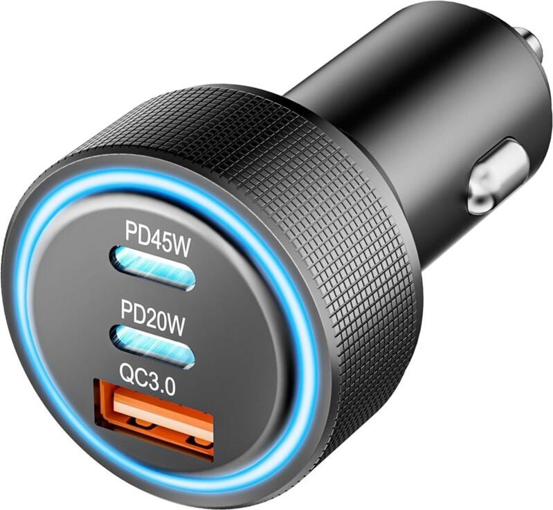 Zigarettenanzünder USB C Auto Ladegerät Adapter, 65W 3 Port Car Charger 12V USB Adapter Auto Steckdose KFZ Ladegerät USB...
