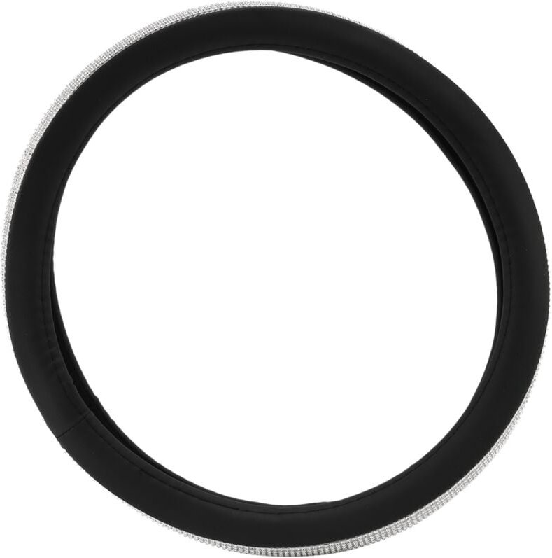 Tlily - Rutschfester Lenkradbezug für Damen, PU-Leder mit Kristall-Strasssteinen, für universelle 15-Zoll-Lenkradabdecku...