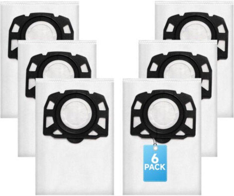 6-teiliges Staubsaugerbeutel-Set, kompatibel mit Kärcher WD2 Plus, Kärcher WD 3, WD 3 Akku, KWD 1, KWD 2, KWD 3, MV 3, S...