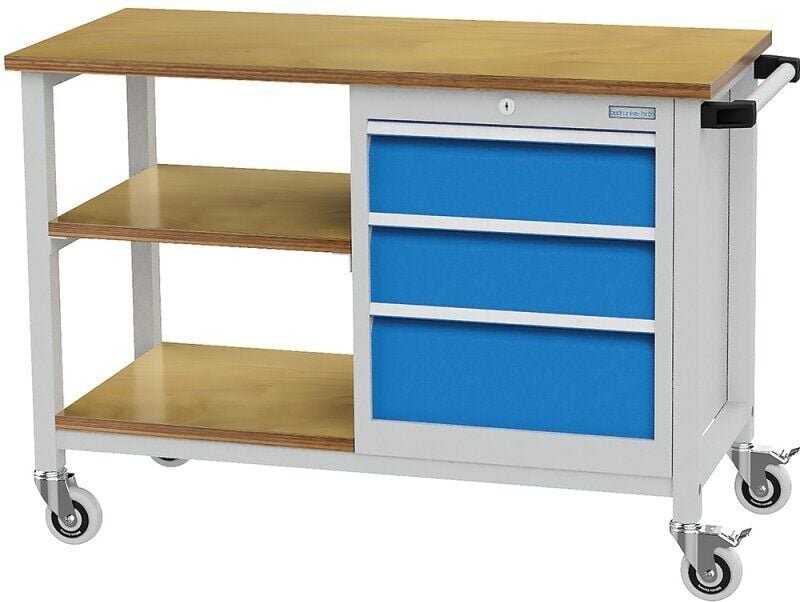 Mobile Werkbank Tiefe 500 mm, r 18-16, 3 x Schublade, 2 x Fachboden Maße in mm (BxTxH): 1200 x 540 x 880