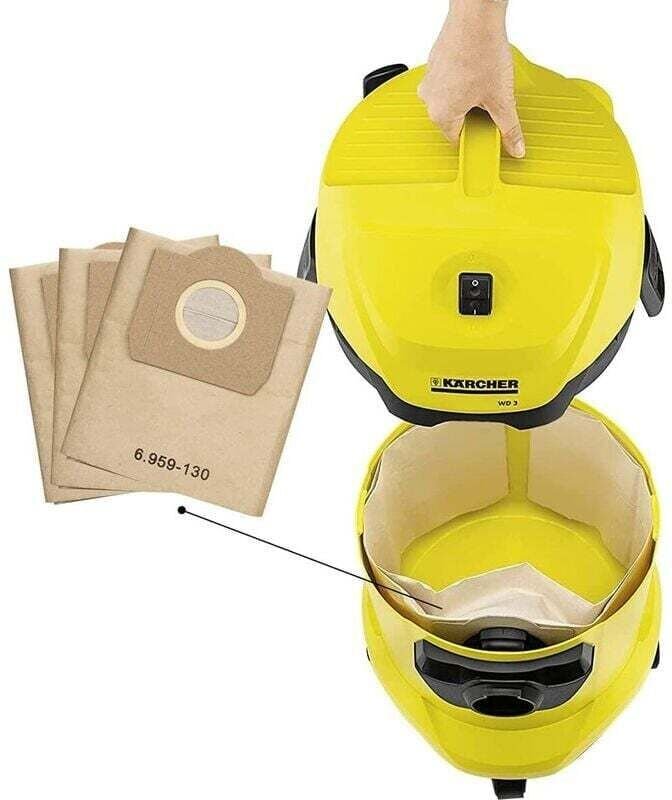 Lot de 5 sacs d'aspirateur pour Karcher 6.959-130.0, sacs filtrants en papier pour aspirateur Karcher WD3200 WD3300 WD35...