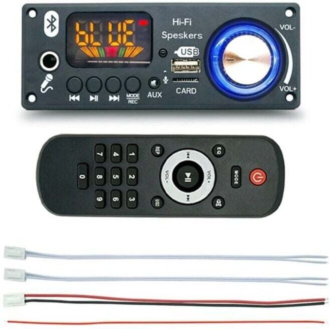 2x80W Bluetooth-Audioverstärker, FM-Radiomodul, MP3-Player, USB- und TF-Kartensteckplatz, für Auto, 12V DIY