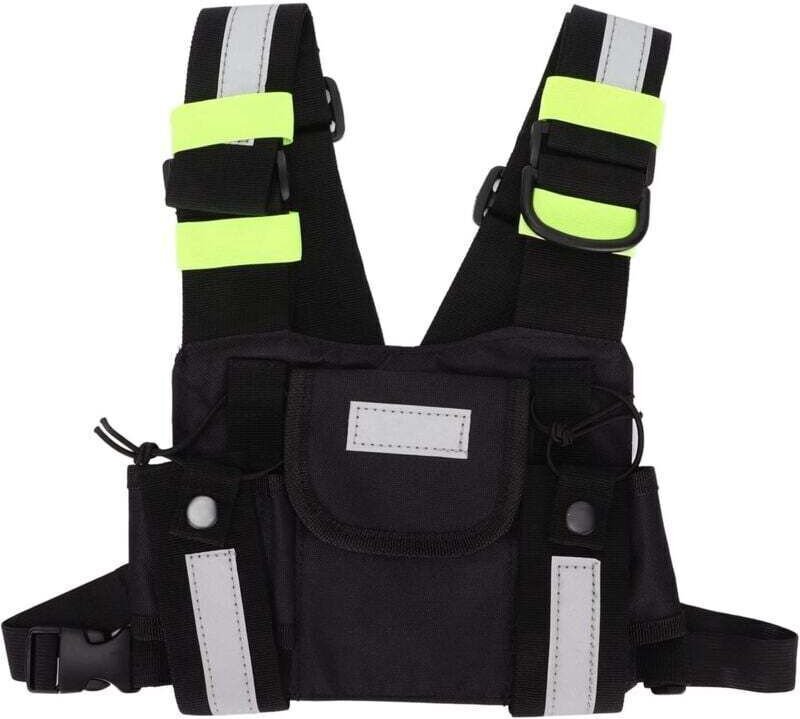 Universelles Brust-Funkgeräte-Tragesystem, grüne reflektierende Fronttaschen-Holsterweste für Zwei-Wege-Funkgeräte, für ...