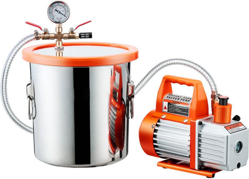 Mophorn 11,36 L Vakuumkammer mit Pumpe, 99 L/min, Edelstahl, Entgasungskammer-Set, einstufig, Deckel aus gehärtetem Glas...