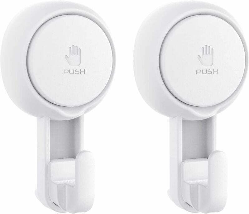 Duschhaken mit Saugnapf, robuste Saugnapfhaken (2er-Pack), wasserdichte Duschhaken für Luffaschwamm, Bademantel, Handtuc...