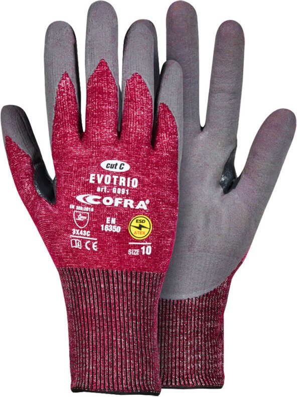 Cofra Evotrio Schutzhandschuhe - 11 (XXL) - Schwarz / Rot