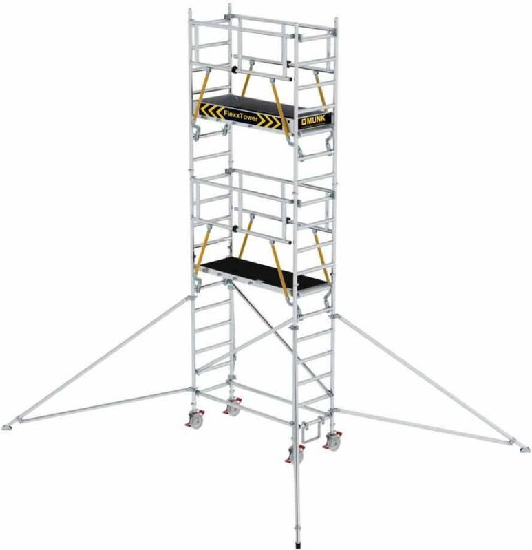 MUNK Rollgerüst FlexxTower SGX ergo mit klappbaren Dreieckauslegern und Schwenkfuß Plattformgröße 1,80x0,60m Arbeitshöhe...