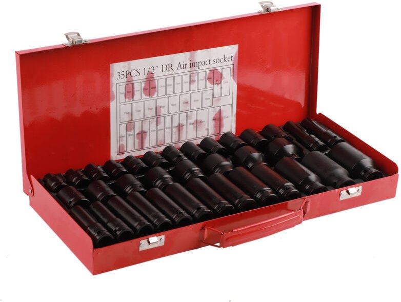 Eosnow 35-teilige Sechskant-Bit-Stecknuss-Hülsen-Sets, metrisch, tiefer Schlag für 1/2-Zoll-Antrieb, Ratsche, 6-Punkt-Sp...