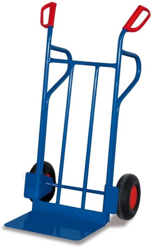 VARIOfit Stahlrohrkarren 250kg Tragkraft mit Standbügeln, große Schaufel Luftbereifung