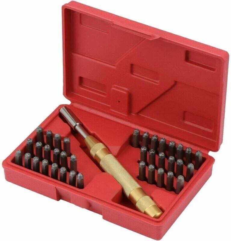 Buchstabenstanzer Set, 38-tlg. Zahlen- und Buchstabenstanzer Set mit Stanzwerkzeug mit Stanzern, automatische Stanzstemp...