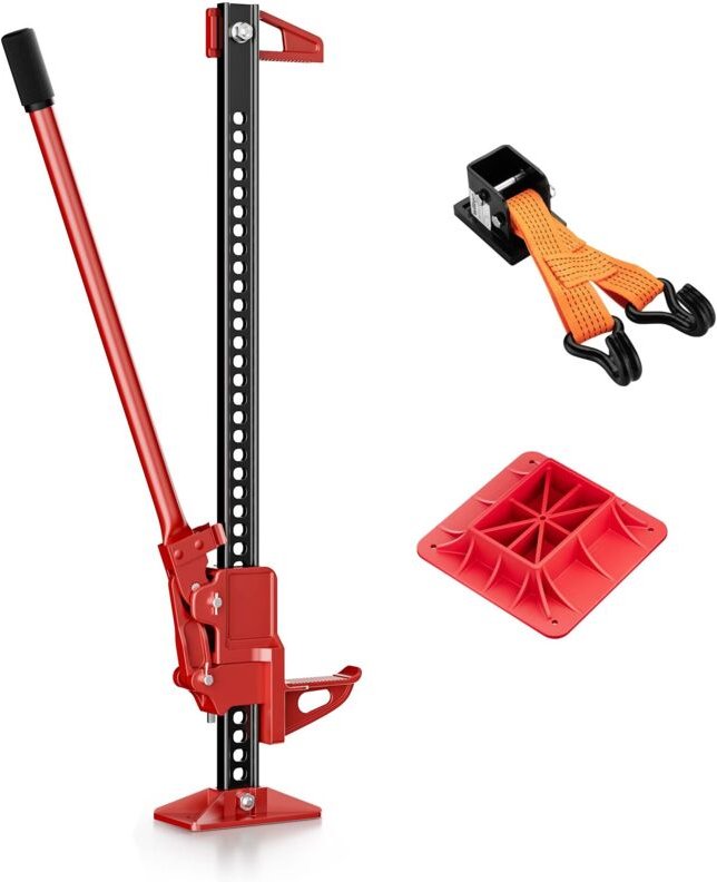 Wiltec Farm Jack – Kompakt-Set für ATV/Anhänger, Wagenheber bis 3000 kg mit Unterlegplatte und Radhebe-Adapter