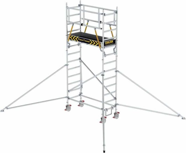 MUNK Rollgerüst FlexxTower SGX ergo mit klappbaren Dreieckauslegern und Schwenkfuß Plattformgröße 1,80x0,60m Arbeitshöhe...