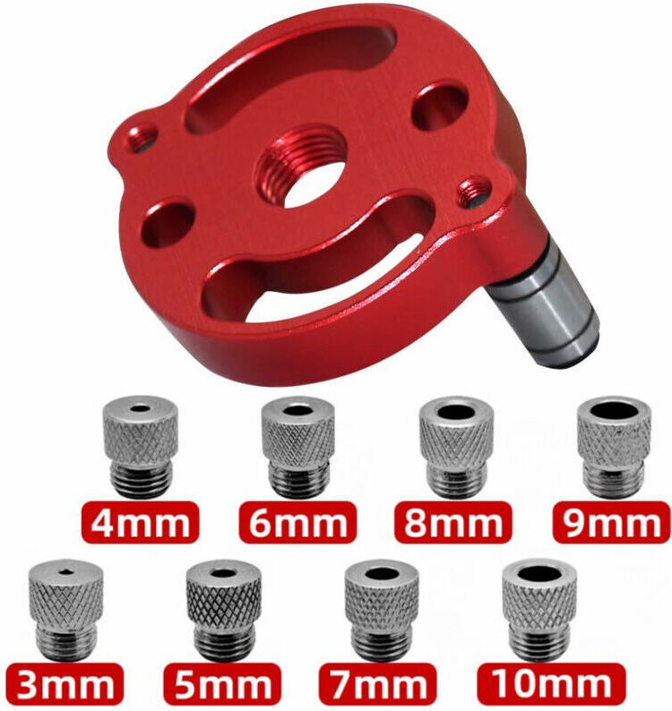 Zentrierset für Holzbearbeitung, selbstzentrierende Vertikalbohrlehre, Bohrschablonenhalter, mit 3/4/5/6/7/8/9/10 mm Boh...