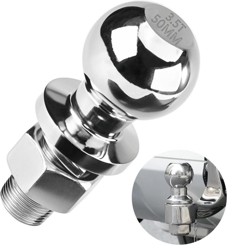 Anhängerkupplungskugel, 50 mm Durchmesser, Traktorkupplungskugel, Kugelgelenk für Anhängerkupplungsstangen, Ø 22 mm Bolz...