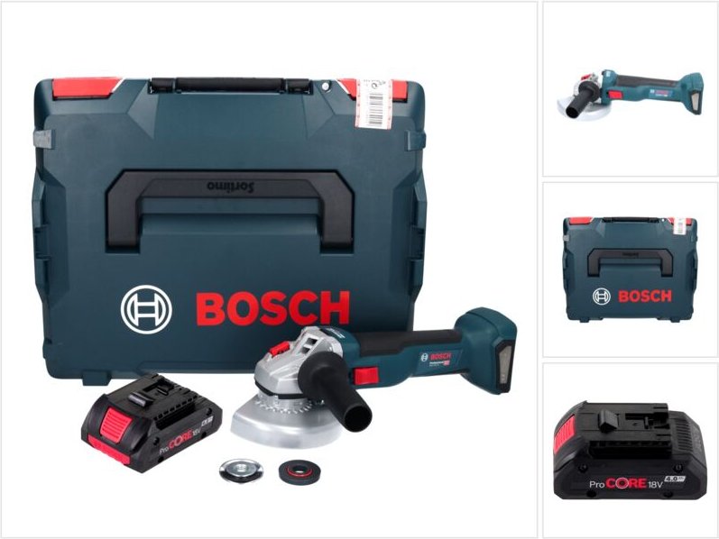 Bosch GWS 18V-10 Professional Akku Winkelschleifer 18 V 125 mm Brushless + 1x ProCORE Akku 4,0 Ah + L-Boxx - ohne Ladege...