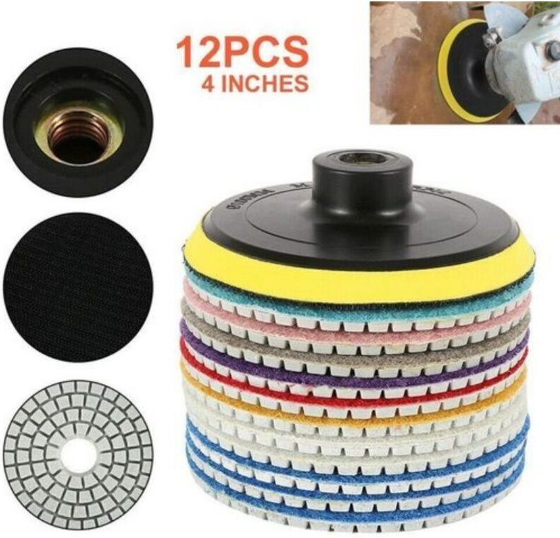 Set mit 12 Diamantpolierscheiben – hitzebeständig für Granit, Marmor und Keramik