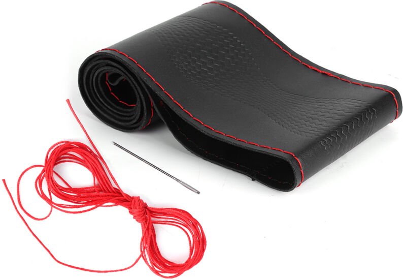 38 cm / 15 Zoll Abdeckung, 15 Zoll Universal-Lederlenkradbezug DIY Prägenadeln Fadenset Auto-Innenausstattung zum Umwick...