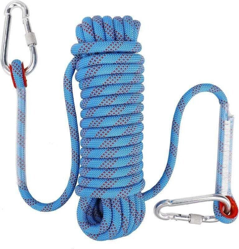 10 mm statisches Sicherheitskarabiner-Kletterseil, Polyester-Bergsteigerseil, Rettungsseil zum Wandern, Bergsteigen und ...