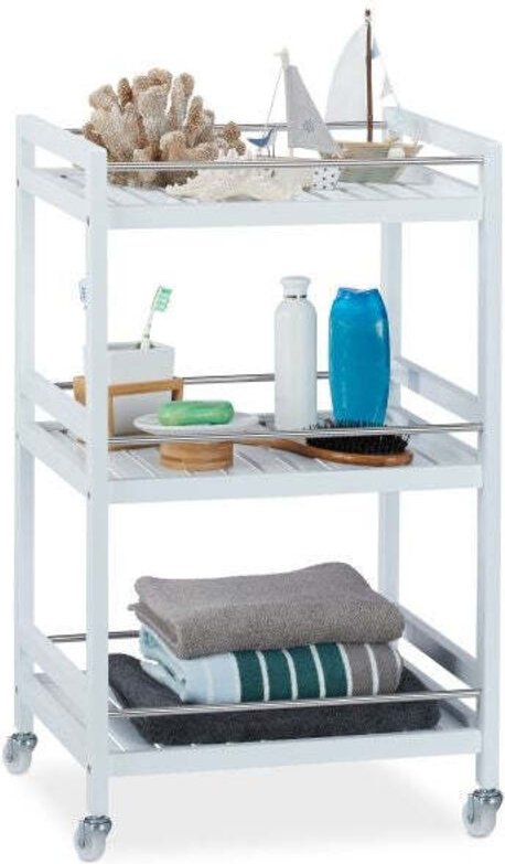 White bamboo serving trolley