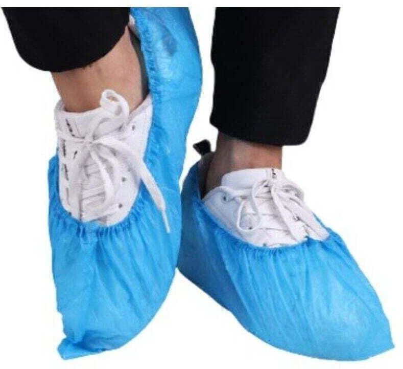 100 (50 Paar) rutschfeste Einweg-Überschuhe, XU, Kunststoff-Überschuhe, geeignet für Damen und Herren, Blau, Schuhschutz...