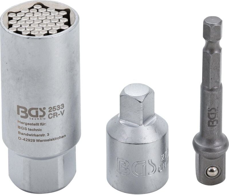 Bgs Technic - Multi-Einsatz mit Adapter-Satz 10 mm (3/8') sw 9 - 21 mm 3-tlg.